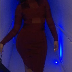 Burgundy House Of CB bandage dress